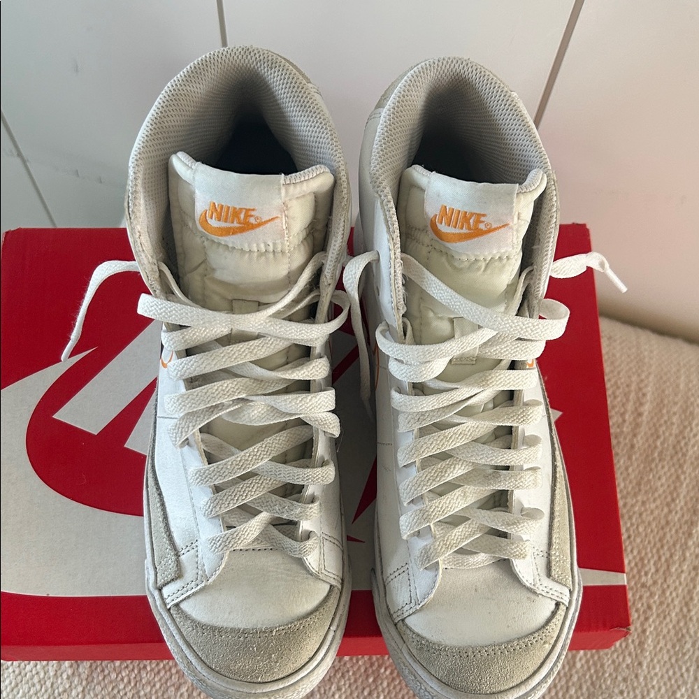 Nike White and Orange High-Tops